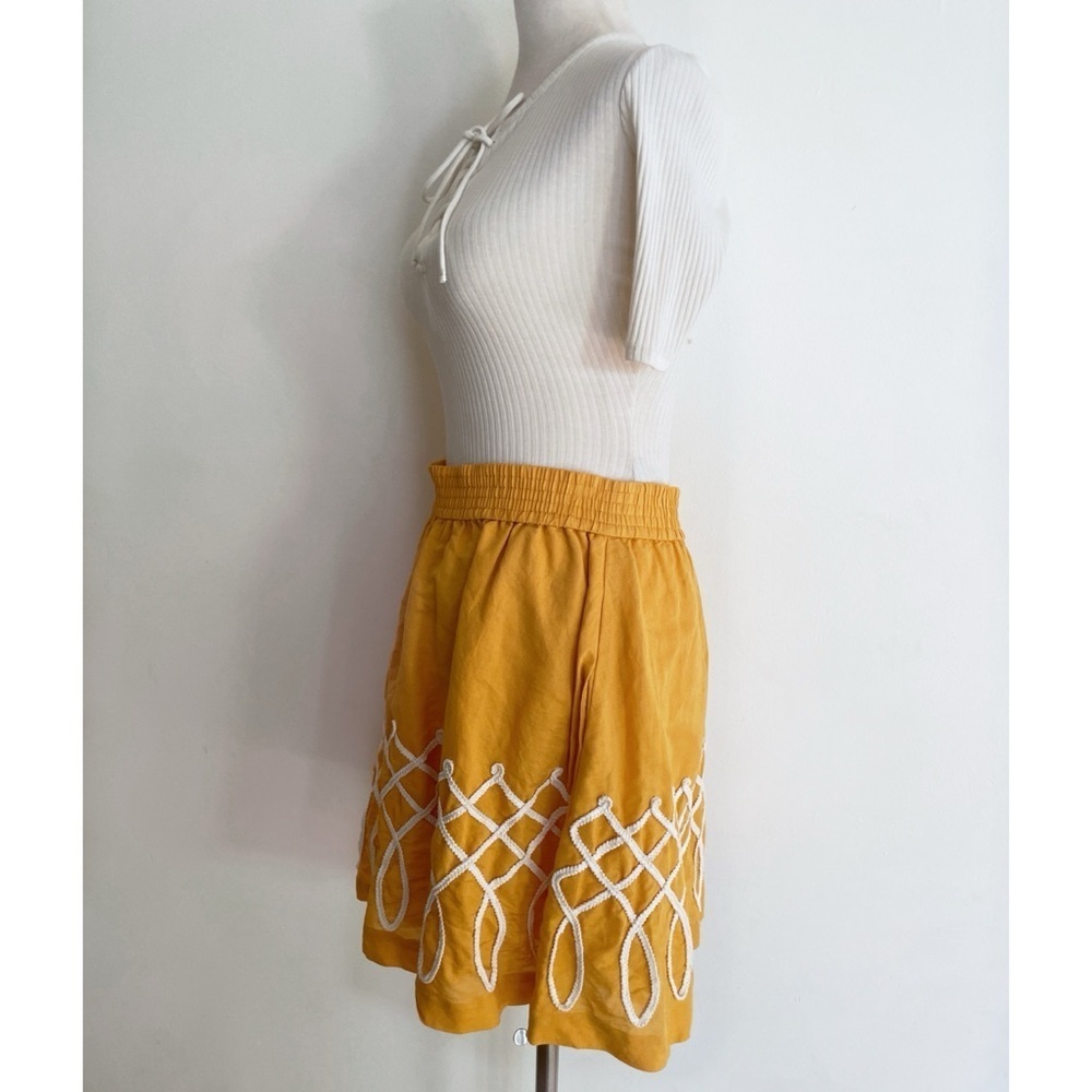 Anthropologie Girl from Savoy Yellow Sugar Work Embroidered Swirl Skirt - Picture 7 of 9